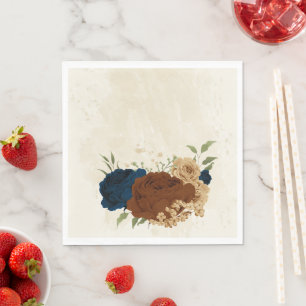 Terracotta Navy bloemenbruiloft Servet