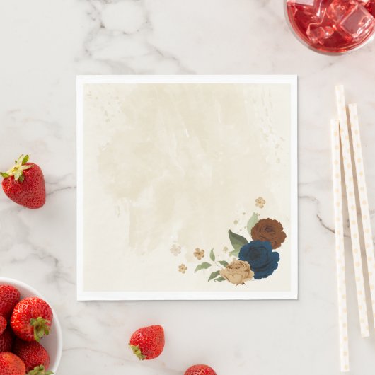 Terracotta Navy bloemenbruiloft Servet (Insitu)