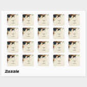 Terracotta Navy bloemenbruiloft Vierkante Sticker (Vel)