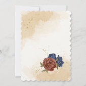 Terracotta Navy Blue Bloemen Zitkaarten Kaart (Achterkant)