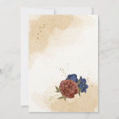 Terracotta Navy Blue Bloemen Zitkaarten Kaart (Achterkant)