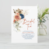 Terracotta Navy Blue Boho Vrijgezellenfeest Tea Pa Kaart (Staand voorkant)