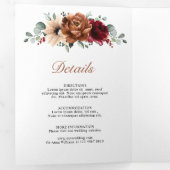 Terracotta Navy Blue Bourgondië Geometrische bruil Drieluik Aankondiging (Binnenzijde eerst)