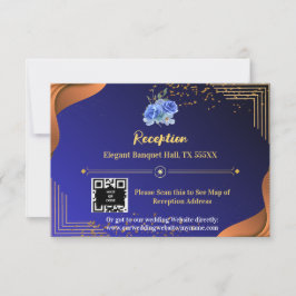 Terracotta Navy Blue Elegante receptie RSVP Kaartje