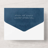 Terracotta Navy Blue Floral Boho Elegant Wedding All In One Uitnodiging (Achterkant)