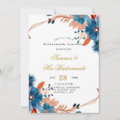Terracotta Navy Blue Floral Bridesmaids Luncheon Kaart (Voorkant)
