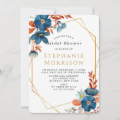 Terracotta Navy Blue Floral Vrijgezellenfeest Kaart (Voorkant)