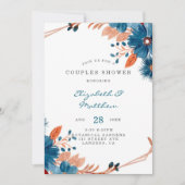 Terracotta Navy Blue Florals Couples Shower Kaart (Voorkant)