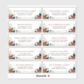 Terracotta Navy Blue Geometric Guest Address Label (Vel)