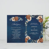 Terracotta Navy Blue Geometric Wedding Programme (Staand voorkant)