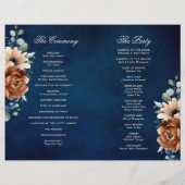 Terracotta Navy Blue Geometric Wedding Programme (Achterkant)