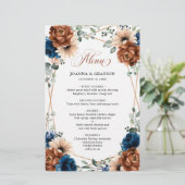 Terracotta Navy Blue Greenery Geometric Menu (Staand voorkant)