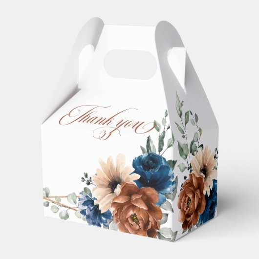 Terracotta Navy Blue Greenery Geometric Wedding Bedankdoosjes (Achterkant)