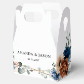 Terracotta Navy Blue Greenery Geometric Wedding Bedankdoosjes (Geopend)