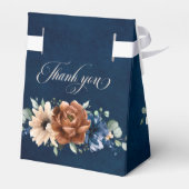 Terracotta Navy Blue Greenery Geometric Wedding Bedankdoosjes (Achterkant)