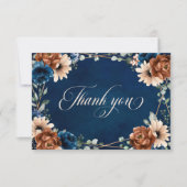 Terracotta Navy Blue Greenery Geometric Wedding Bedankkaart (Voorkant)