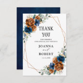 Terracotta Navy Blue Greenery Geometric Wedding Bedankkaart (Voorkant / Achterkant)