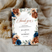 Terracotta Navy Blue Greenery Geometric Wedding Bedankkaart