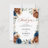 Terracotta Navy Blue Greenery Geometric Wedding Bedankkaart (Voorkant)