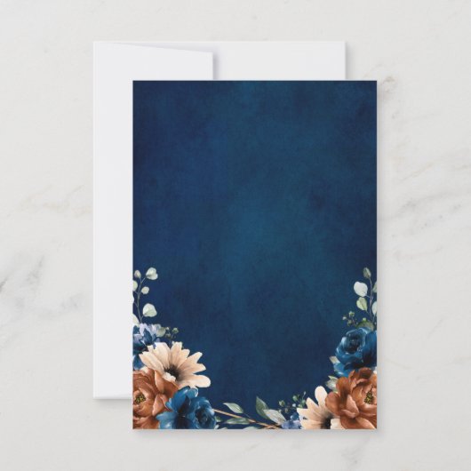 Terracotta Navy Blue Greenery Geometric Wedding Bedankkaart (Achterkant)