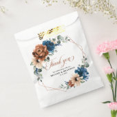 Terracotta Navy Blue Greenery Geometric Wedding Bedankzakje (Gezegeld)