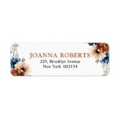 Terracotta Navy Blue Greenery Geometric Wedding Etiket (Voorkant)