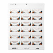 Terracotta Navy Blue Greenery Geometric Wedding Etiket (Full Sheet)