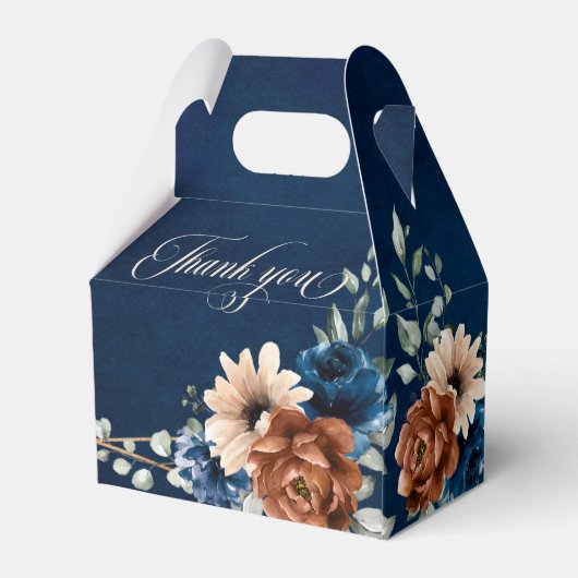 Terracotta Navy Blue Greenery Geometric Wedding Fa Bedankdoosjes (Achterkant)