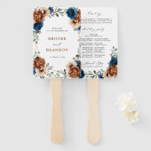Terracotta Navy Blue Greenery Geometric Wedding Handwaaier (Voorkant en achterkant)