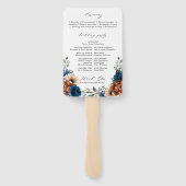 Terracotta Navy Blue Greenery Geometric Wedding Handwaaier (Achterkant)
