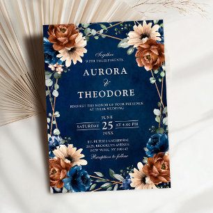 Terracotta Navy Blue Greenery Geometric Wedding in Kaart