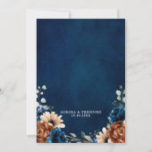 Terracotta Navy Blue Greenery Geometric Wedding in Kaart (Achterkant)