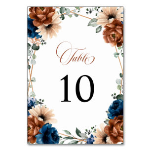 Terracotta Navy Blue Greenery Geometric Wedding Kaart