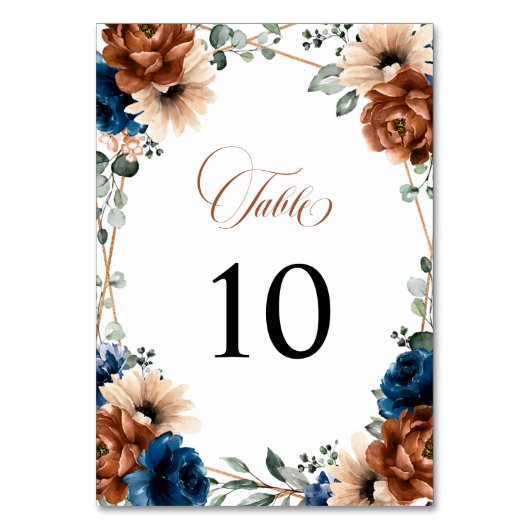 Terracotta Navy Blue Greenery Geometric Wedding Kaart (Voorkant)