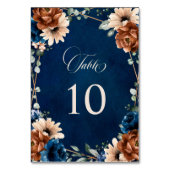 Terracotta Navy Blue Greenery Geometric Wedding Kaart (Achterkant)