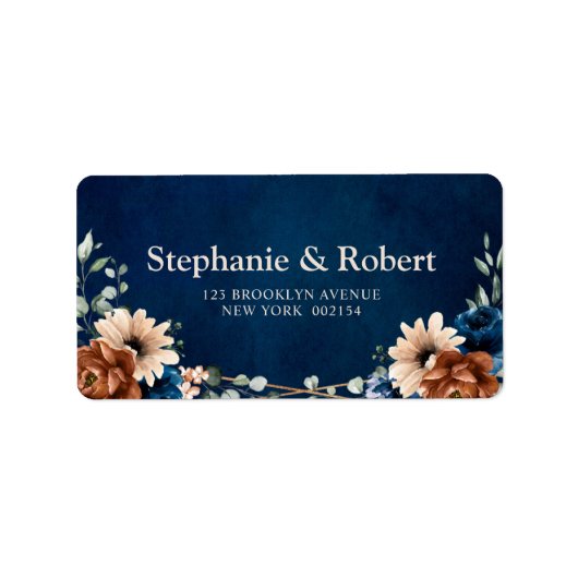 Terracotta Navy Blue Greenery Geometric Wedding La Etiket (Voorkant)