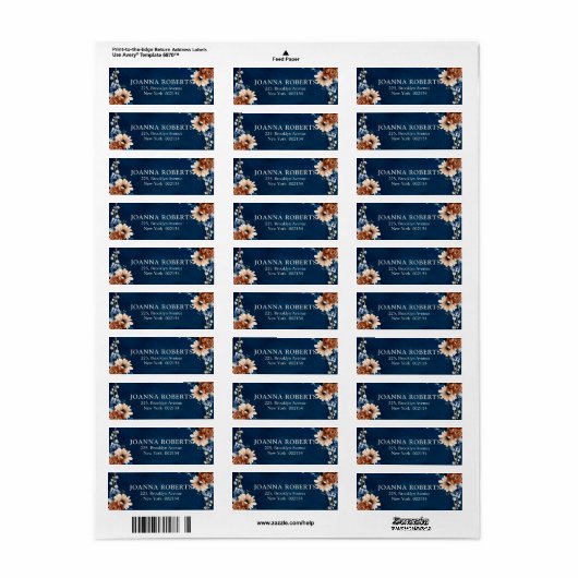 Terracotta Navy Blue Greenery Geometric Wedding La Etiket (Full Sheet)