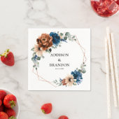 Terracotta Navy Blue Greenery Geometric Wedding Na Servet (Insitu)