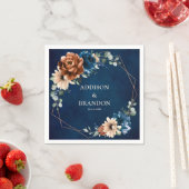 Terracotta Navy Blue Greenery Geometric Wedding Na Servet (Insitu)