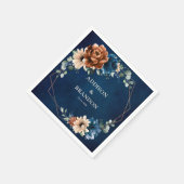Terracotta Navy Blue Greenery Geometric Wedding Na Servet (Hoek)