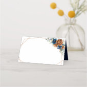Terracotta Navy Blue Greenery Geometric Wedding Pl Plaatskaartje (Achterkant)