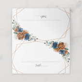 Terracotta Navy Blue Greenery Geometric Wedding Plaatskaartje (Buitenkant ongevouwen)