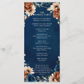 Terracotta Navy Blue Greenery Geometric Wedding Pr Programmakaart (Achterkant)