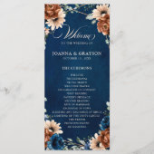 Terracotta Navy Blue Greenery Geometric Wedding Pr Programmakaart (Voorkant)