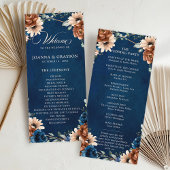 Terracotta Navy Blue Greenery Geometric Wedding Pr Programmakaart