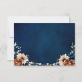 Terracotta Navy Blue Greenery Geometric Wedding RSVP Kaartje (Achterkant)