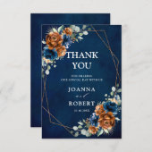 Terracotta Navy Blue Greenery Geometric Wedding Th Bedankkaart (Voorkant / Achterkant)