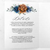 Terracotta Navy Blue Greenery Geometric Wedding Tr Drieluik Programma (Binnenzijde eerst)