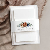 Terracotta Navy Blue Greenery Geometric Wedding Uitnodigingen Wikkel