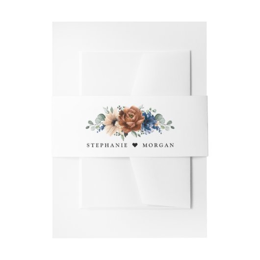 Terracotta Navy Blue Greenery Geometric Wedding Uitnodigingen Wikkel (Voorkant Voorbeeld)